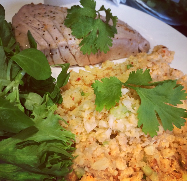 low calorie lime soy cauliflower egg fried rice